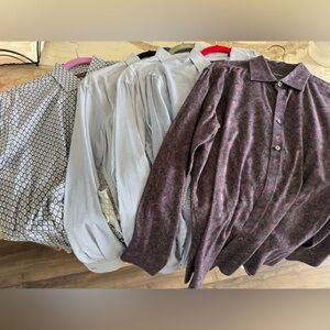 Lot of 5 Sand Geometric Button-Down Shirts Sz Large